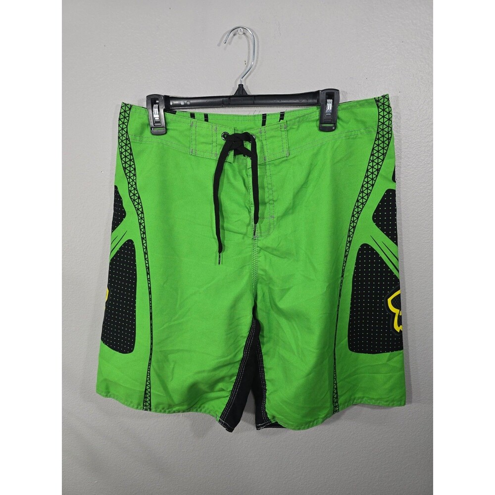 FOX Board Shorts Mens size 34 black & green Vintage Y2K biker motorcross AJ